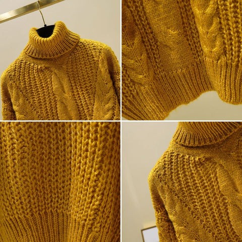 Suéter Feminino Vittore Elisa com Tramas em Tricot e Gola Alta