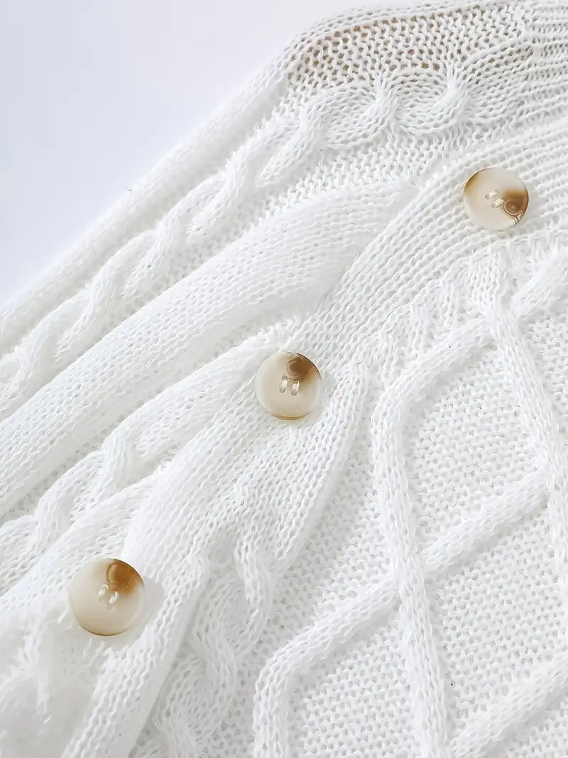 Suéter Feminino Vittore Kaida, Tricot Texturizado com Botões Decorativos