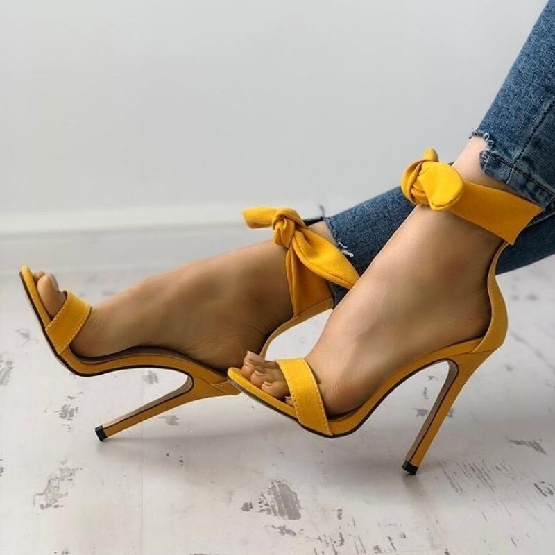 Sandália Salto Camurça Lace Up-Vittore Modas
