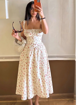 Vestido Feminino Vittore Lívia, com decote reto em renda e botões decorativos