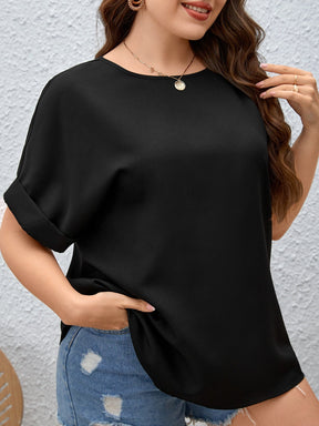 Blusa Feminina Manga Curta Asa de Morcego Básica Plus Size