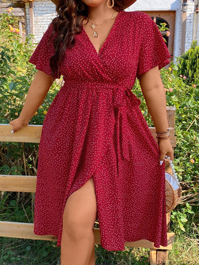 Vestido Midi Plus Size Feminino Poá Envelope