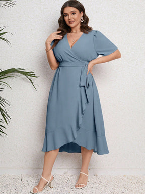 Vestido Plus Size Midi Envelope Liso