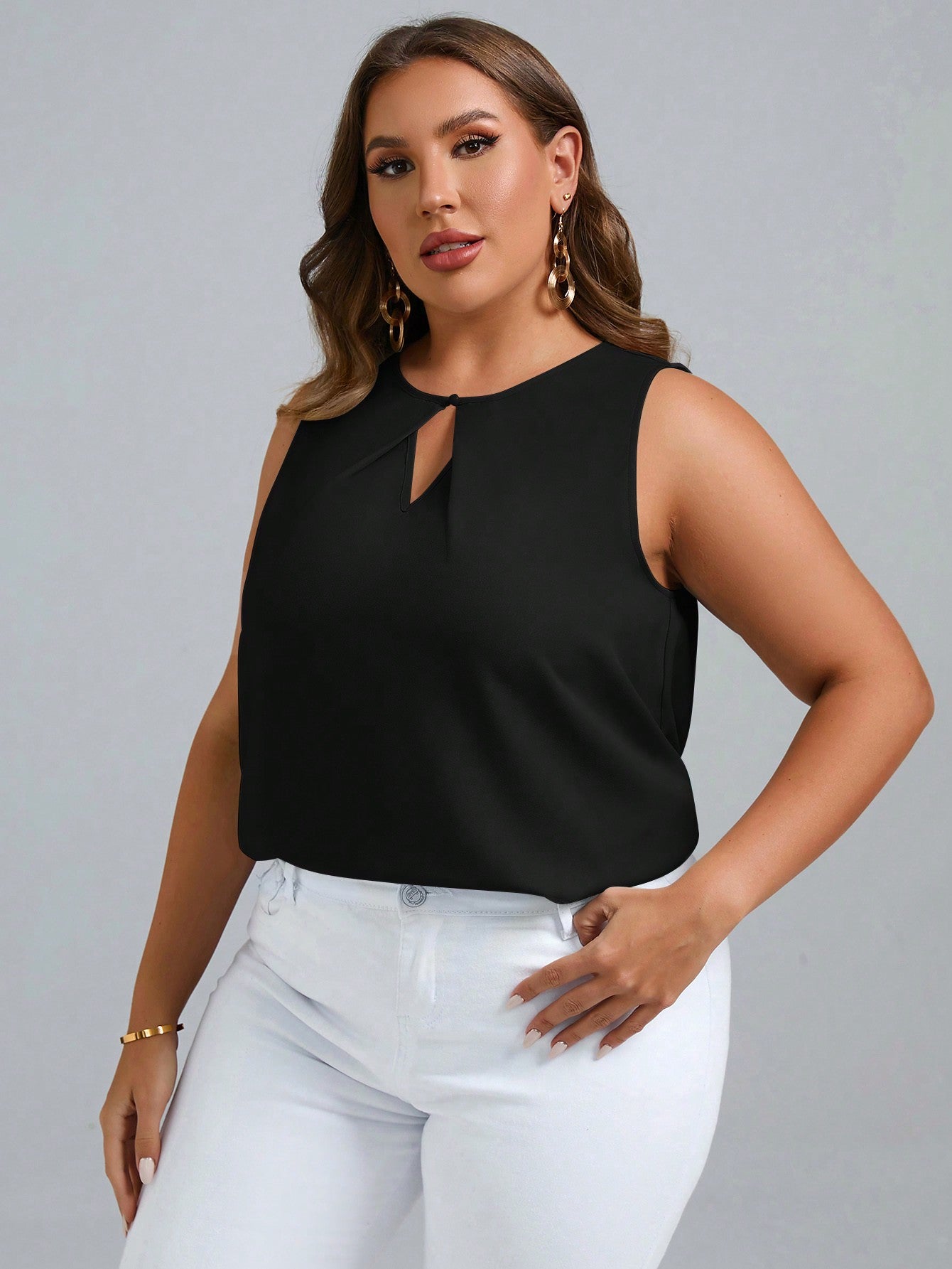 Blusa Feminina Regata Vazada Plus Size