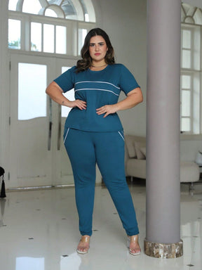 Conjunto Plus Size Feminino Manga Curta Moletinho-Vittore Modas