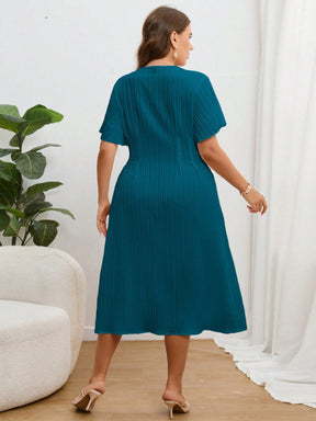 Vestido Midi Plus Size Feminino com Botão Frontal-Vittore Modas