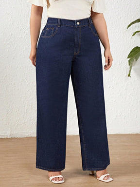 Calça Jeans Reta Feminina Plus Size-Vittore Modas