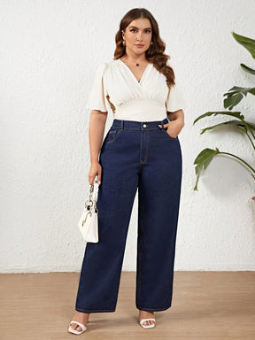 Calça Jeans Reta Feminina Plus Size-Vittore Modas