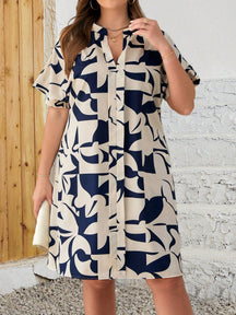 Vestido Plus Size Curto Feminino Geométrico-Vittore Modas