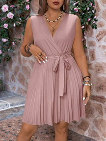 Vestido Curto Plus Size Regata Decote V com Laço-Vittore Modas