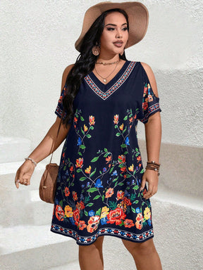 Vestido Plus Size Curto Feminino Estampado