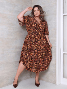 Vestido Midi Plus Size Transpassado Duna-Vittore Modas