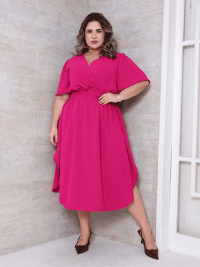 Vestido Midi Plus Size Transpassado Duna