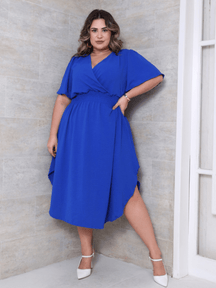 Vestido Midi Plus Size Transpassado Duna-Vittore Modas