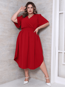 Vestido Midi Plus Size Transpassado Duna-Vittore Modas