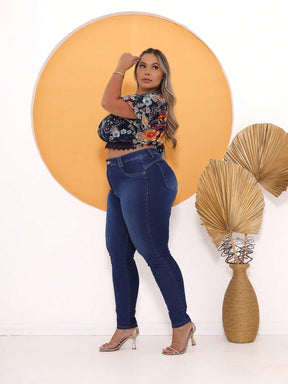 Calça Jeans Skinny Feminina Plus Size-Vittore Modas