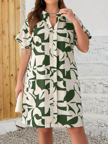 Vestido Plus Size Curto Feminino Geométrico-Vittore Modas