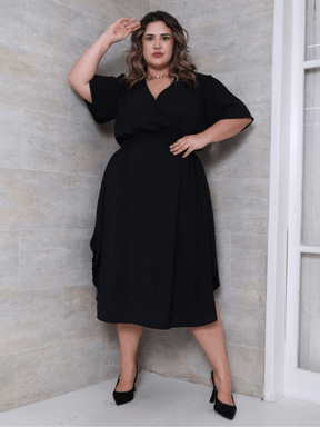 Vestido Midi Plus Size Transpassado Duna