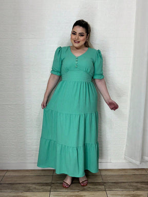 Vestido Plus Size Longo Liso