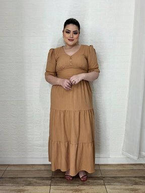 Vestido Plus Size Longo Liso