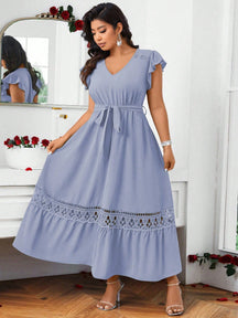 Vestido Longo Plus Size Soltinho com Babados-Vittore Modas