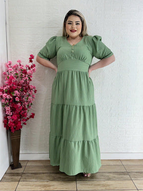 Vestido Plus Size Longo Liso