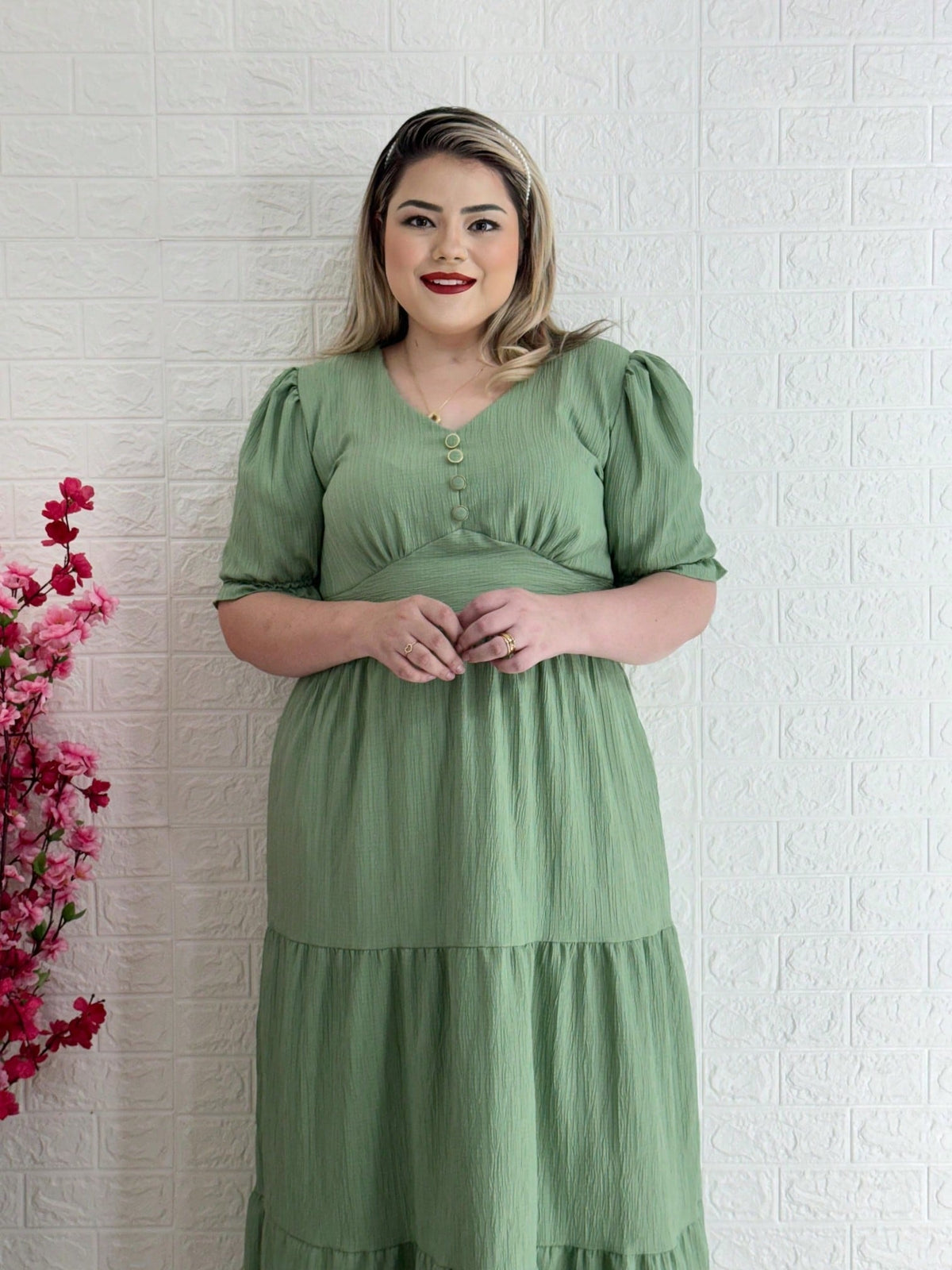 Vestido Plus Size Longo Liso