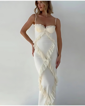 Vestido Feminino Vittore Ayla com Fenda Lateral, Plissado e com Decote