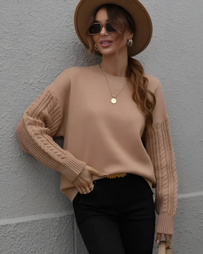 Suéter Feminino Vittore Fiorella com Mangas em Tricot Texturizado e Caimento Solto