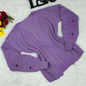 Cardigã de Tricot Feminino Manga com Pipoca Bufante