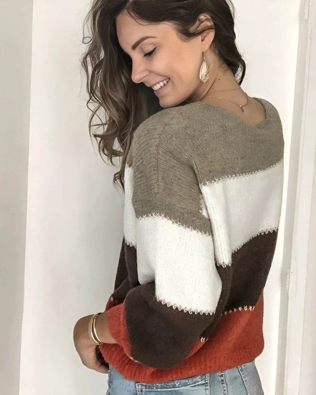 Suéter Feminino Vittore Flora, Tricot Oversized com Listras Coloridas
