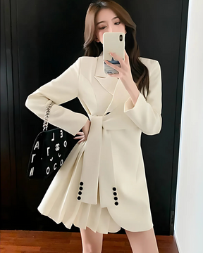 Blazer Vittore Annabely Longo com Cinto Ajustável e Detalhe Lateral Plissado