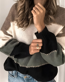 Suéter Feminino Vittore Flora, Tricot Oversized com Listras Coloridas