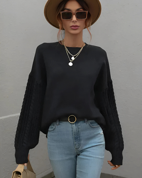Suéter Feminino Vittore Fiorella com Mangas em Tricot Texturizado e Caimento Solto