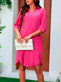 Vestido Jordana - Casual de Botão Pink (Valorize-se Super fresquinha e Elegante!)-Vittore Modas