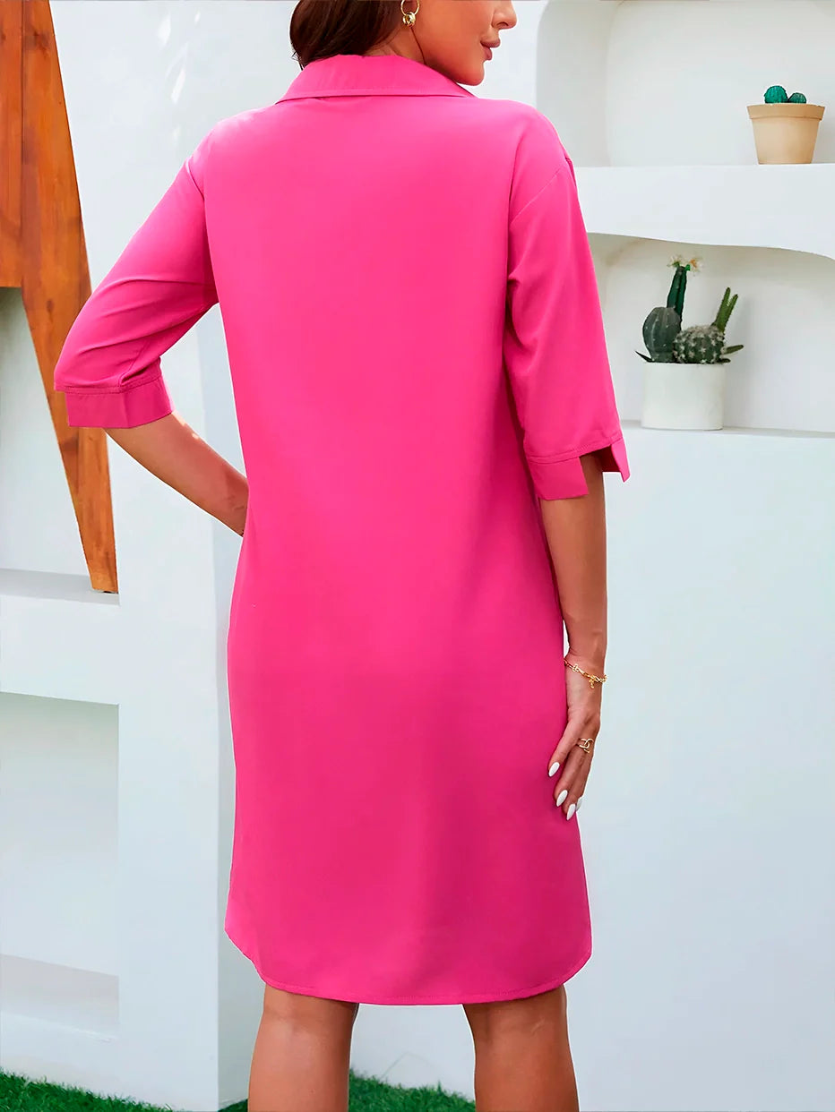 Vestido Jordana - Casual de Botão Pink (Valorize-se Super fresquinha e Elegante!)