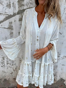 Vestido Rihana - Manga de Renda - Leve e Solto (Queridinha do Verão Europeu)-Vittore Modas
