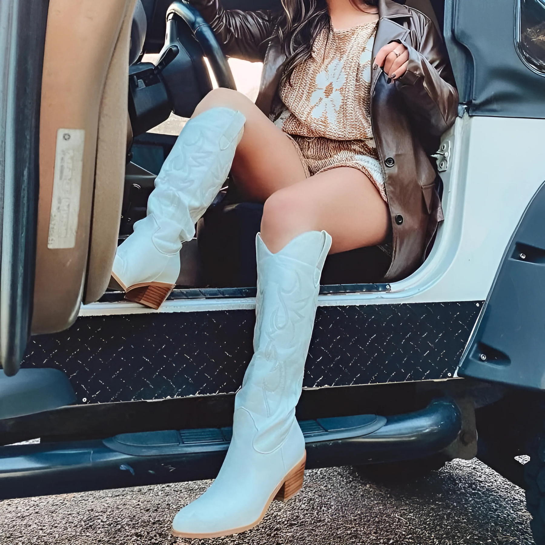 Bota Feminina Vittore Western Tombstone -Cano Longo com Salto Bloco