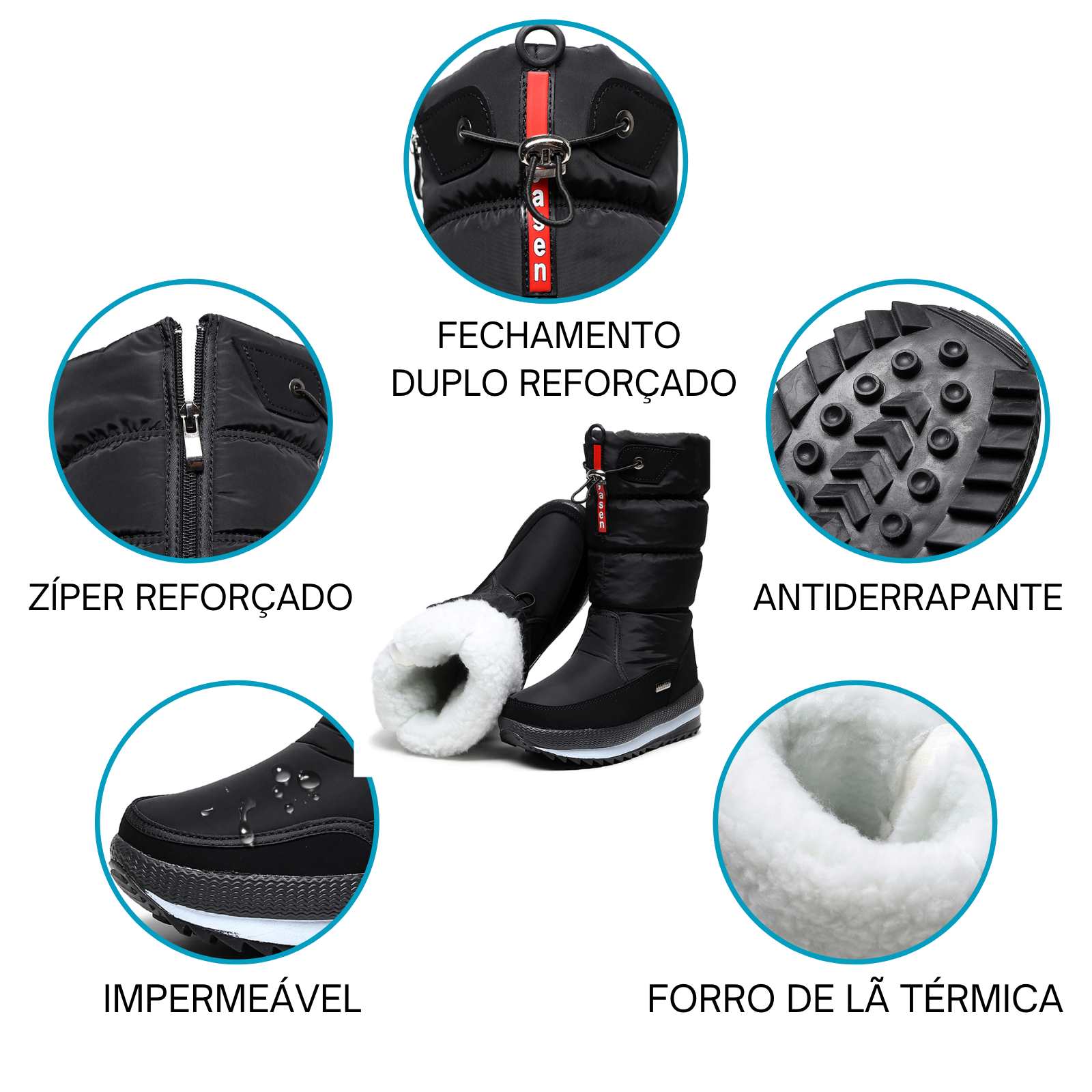 Bota Feminina de Inverno Impermeável Peluciada - Vittore Yvette-Vittore Modas