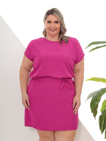 Vestido Plus Size Curto Liso-Vittore Modas