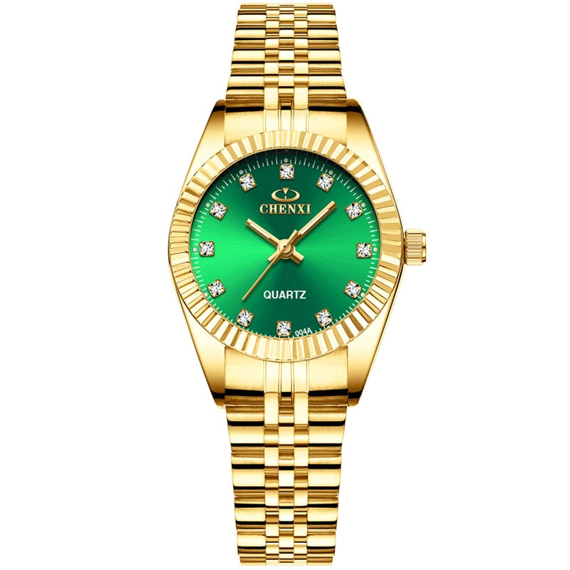 Relógio Feminino Dourado Chenxi Original-Vittore Modas