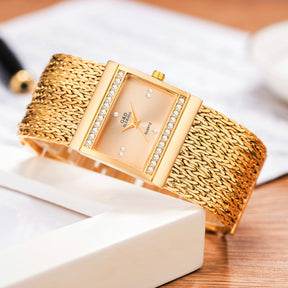 Relógio Feminino Dourado Luxo Style G&D Original-Vittore Modas