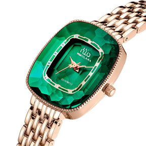 Relógio Feminino Pequeno Diamond Green Original-Vittore Modas