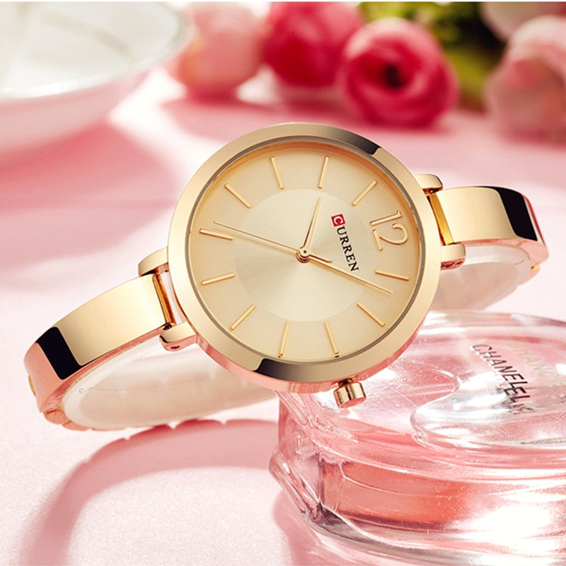 Relogio Feminino Curren Gold Style Original-Vittore Modas