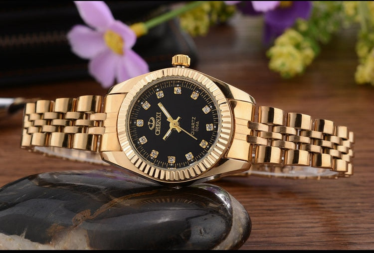 Relógio Feminino Dourado Chenxi Original-Vittore Modas