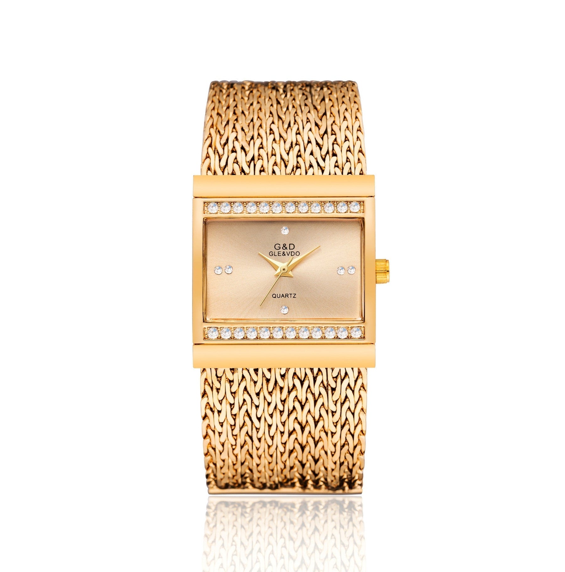 Relógio Feminino Dourado Luxo Style G&D Original-Vittore Modas