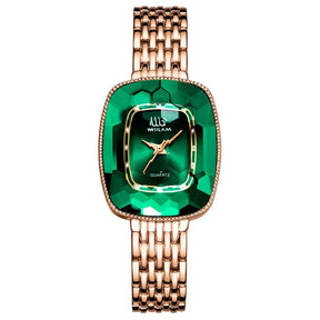 Relógio Feminino Pequeno Diamond Green Original-Vittore Modas