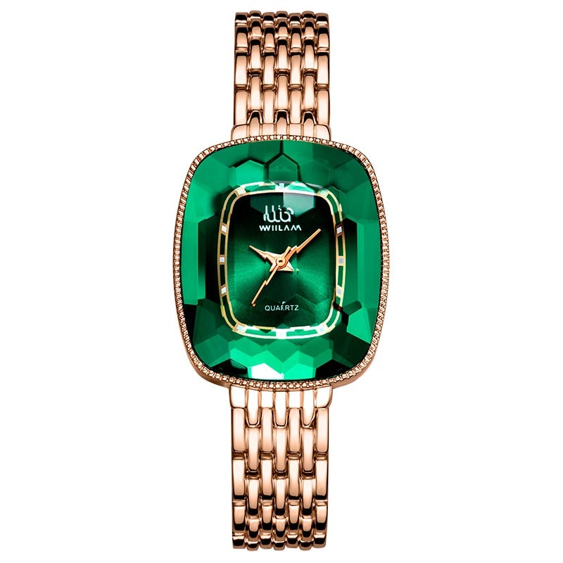 Relógio Feminino Pequeno Diamond Green Original-Vittore Modas