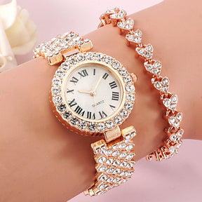 Conjunto Relógio Feminino com Pulseira Cristal de Corações Original-Vittore Modas