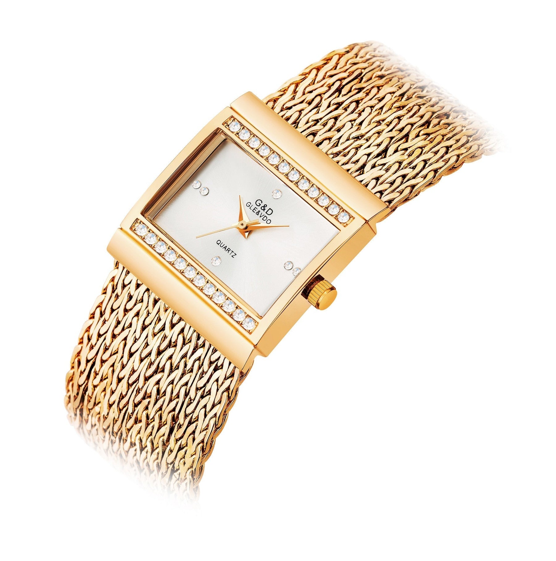 Relógio Feminino Dourado Luxo Style G&D Original-Vittore Modas